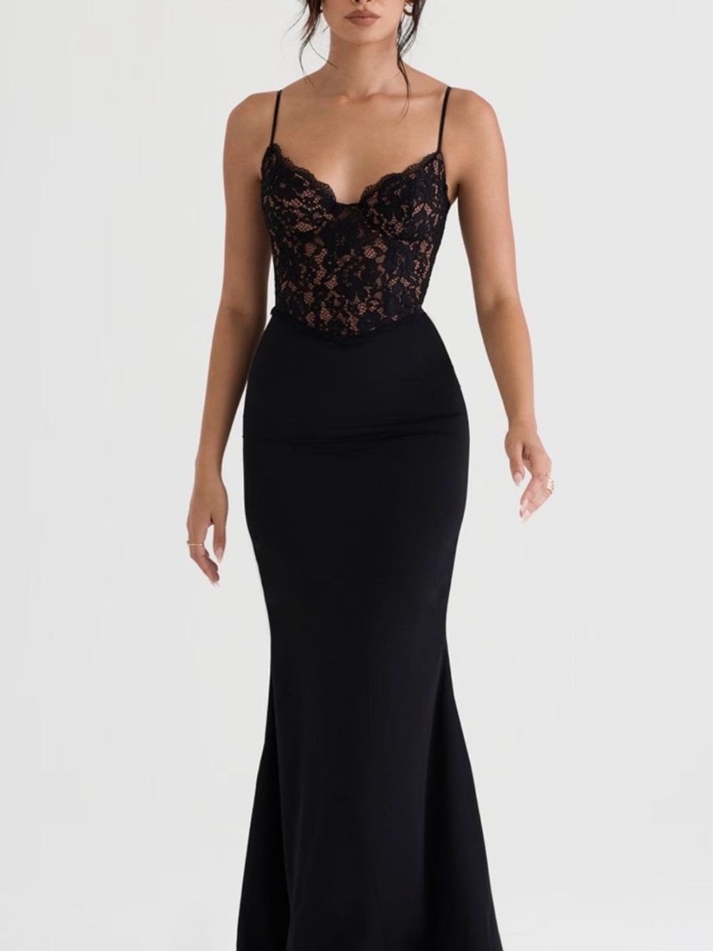 House of CB Black Lace Bustier Mermaid Gown - Picture 3 of 5